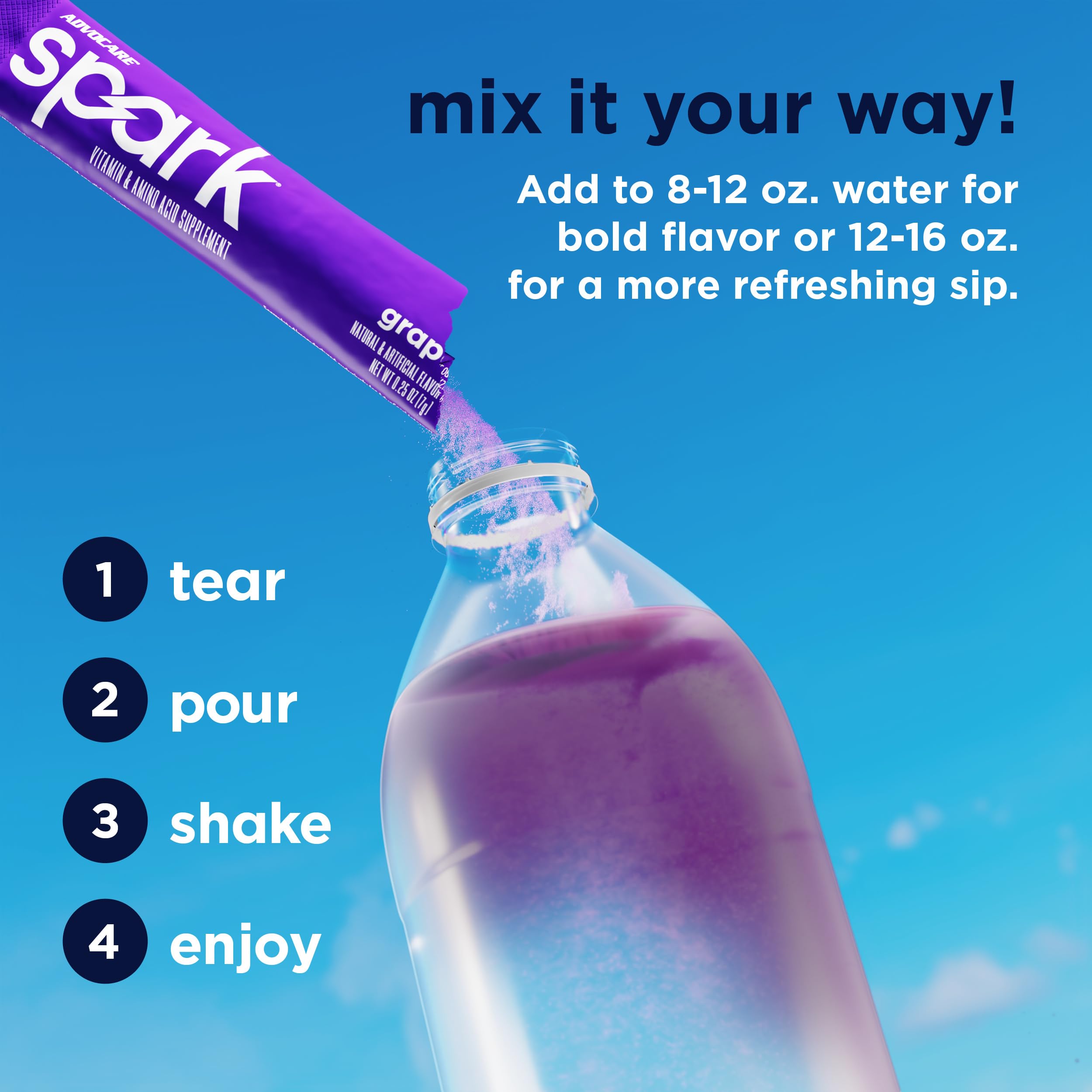 AdvoCare Spark vaso preparado con hielo, refrescante y sin azúcar