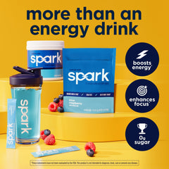 Bebida preparada AdvoCare Spark en vaso frío, muestra hidratación y enfoque inmediato