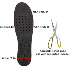 AEDNX plantillas colocadas dentro de un zapato mostrando ajuste invisible