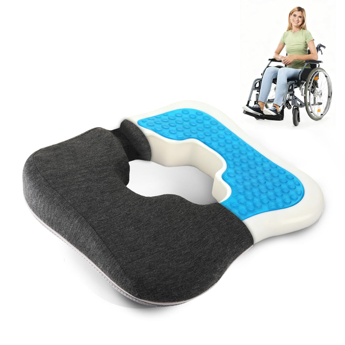 AeriGnix vista frontal del cojín y funda, comodidad instantánea