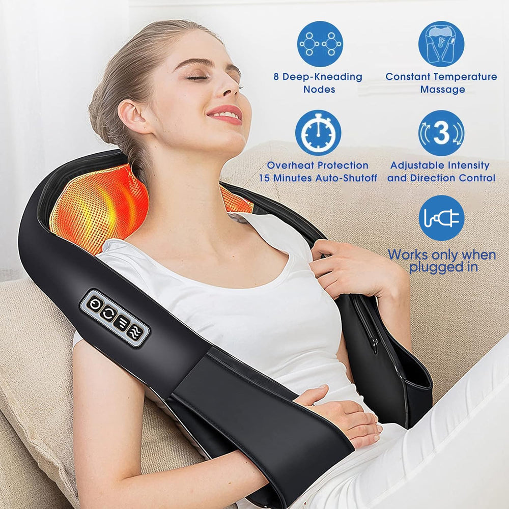 AERLANG masajeador en uso en cuello y hombros, reduce tensión diaria