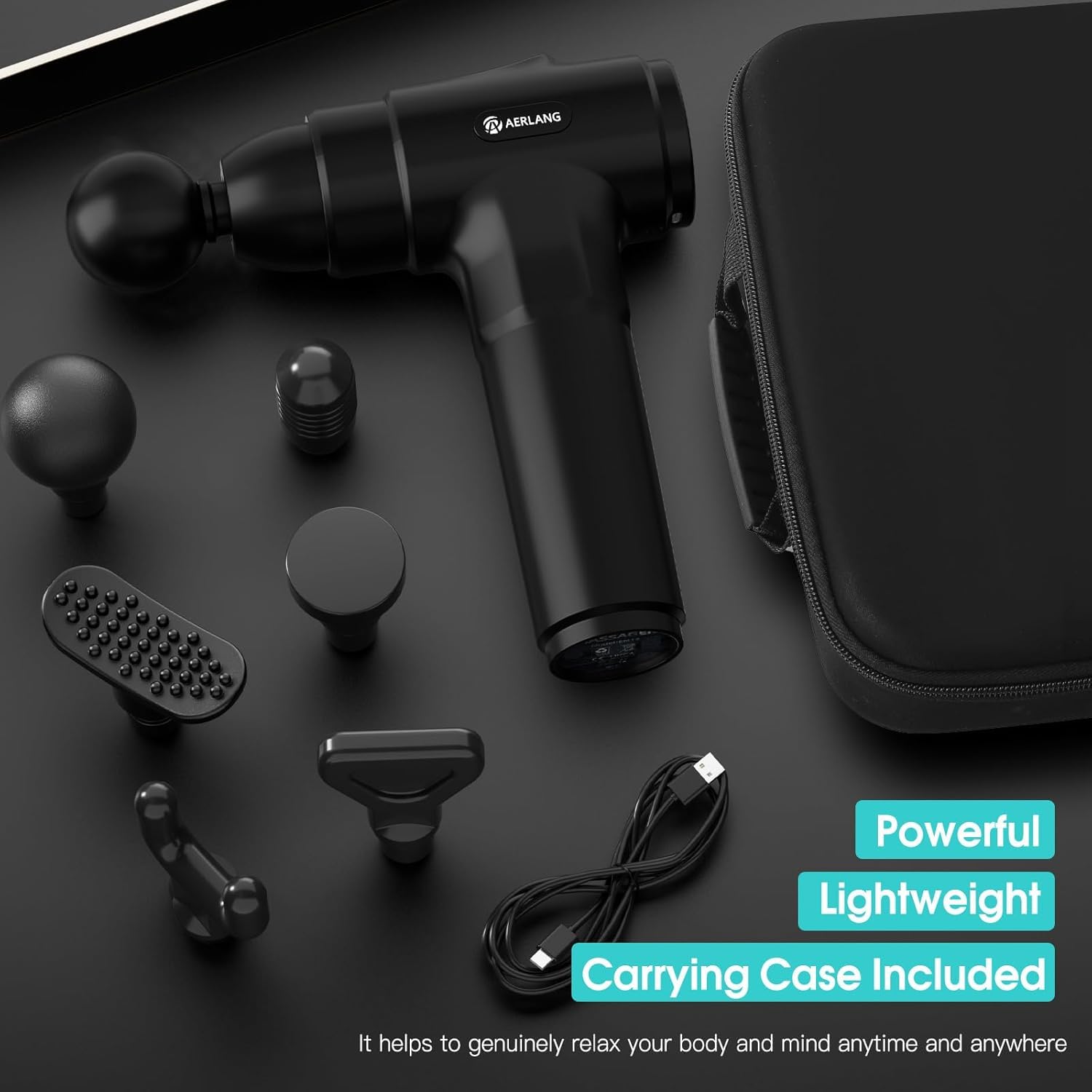 AERLANG estuche con pistola y seis cabezales listos para viajar