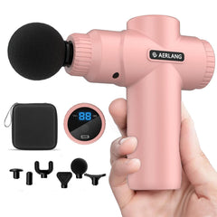 AERLANG vista frontal del masajeador rosa mostrando diseño compacto y potencia