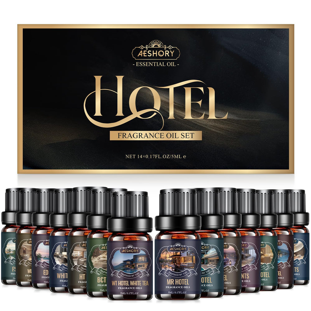 Aeshory set en caja elegante mostrando todas las fragancias y regalo