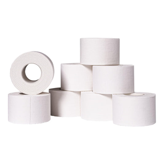 Affordtex caja de ocho rollos vista frontal con repuesto, ideal para entrenamientos