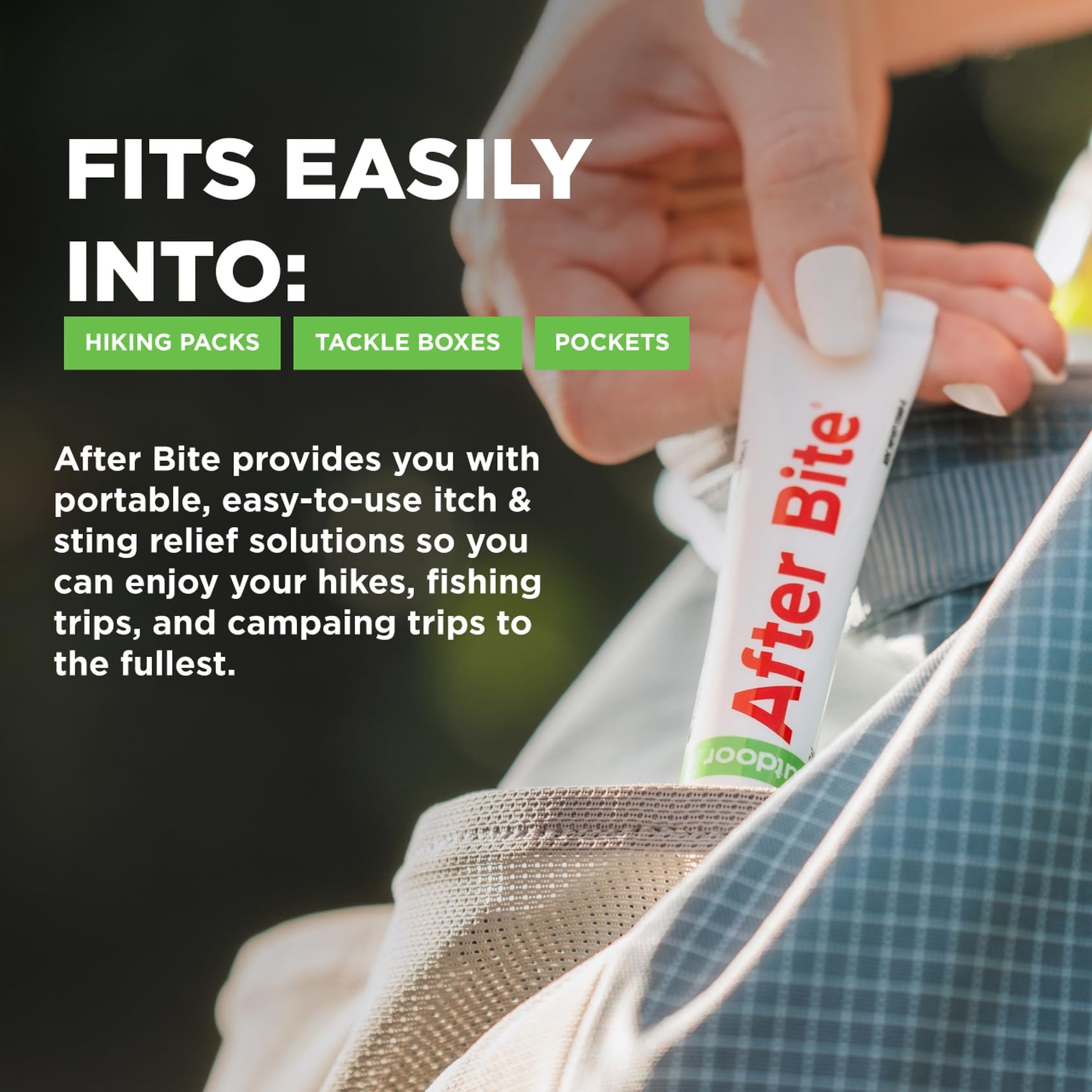 After Bite tubo en mano para comparar tamaño y llevar en viajes