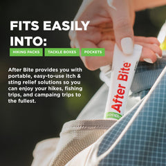 After Bite tubo en mano para comparar tamaño y llevar en viajes