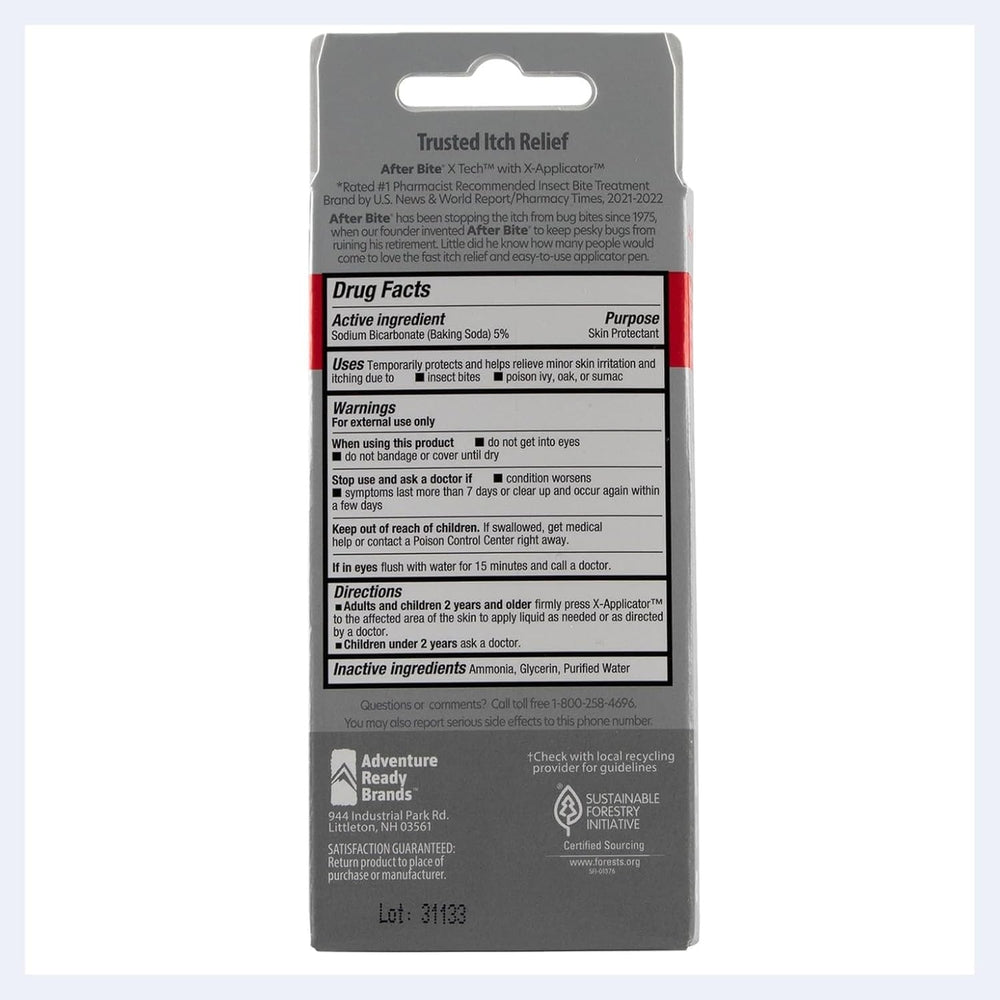After Bite X-Tech etiqueta con ingredientes y uso, información clara
