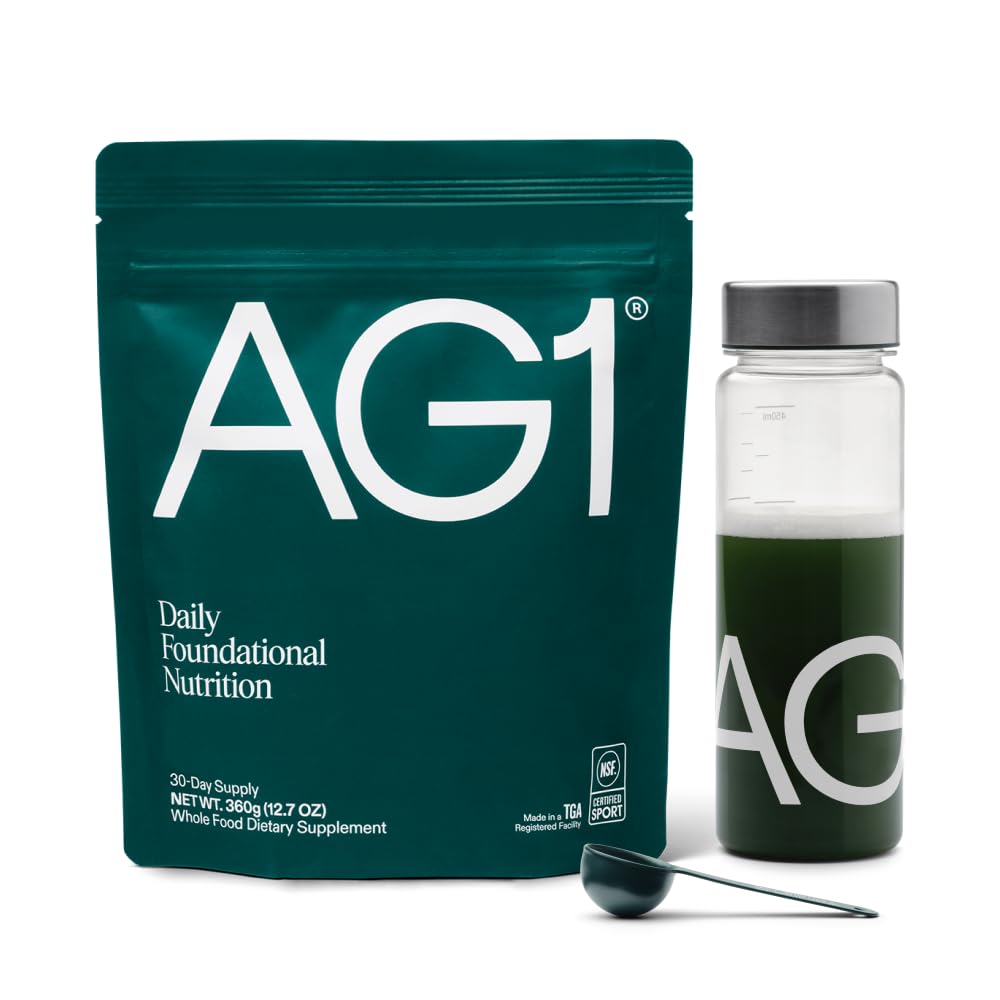 AG1 envase frontal mostrando marca y diseño, facilita elección informada