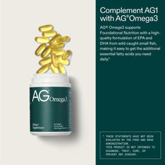 AG1 cápsulas junto a medio limón indicando sabor natural y frescura