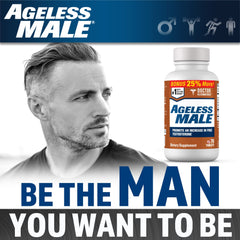 Ageless Male tabletas en mano mostrando tamaño fácil de tragar y conveniencia