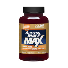 Ageless Male Max frasco frontal mostrando diseño y cantidad 60 cápsulas beneficio confianza