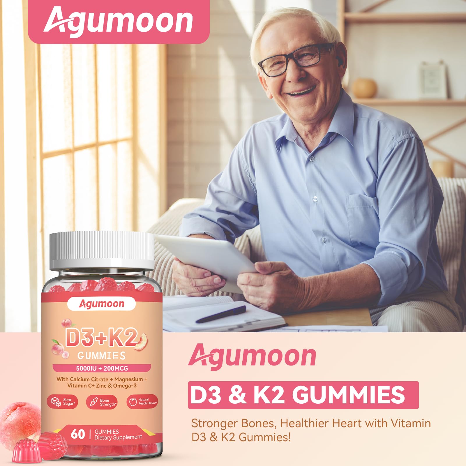 Corte de gomita Agumoon que revela textura y aspecto natural para fácil absorción