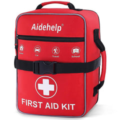 Aidehelp vista frontal del botiquín rojo para emergencia y acceso rápido