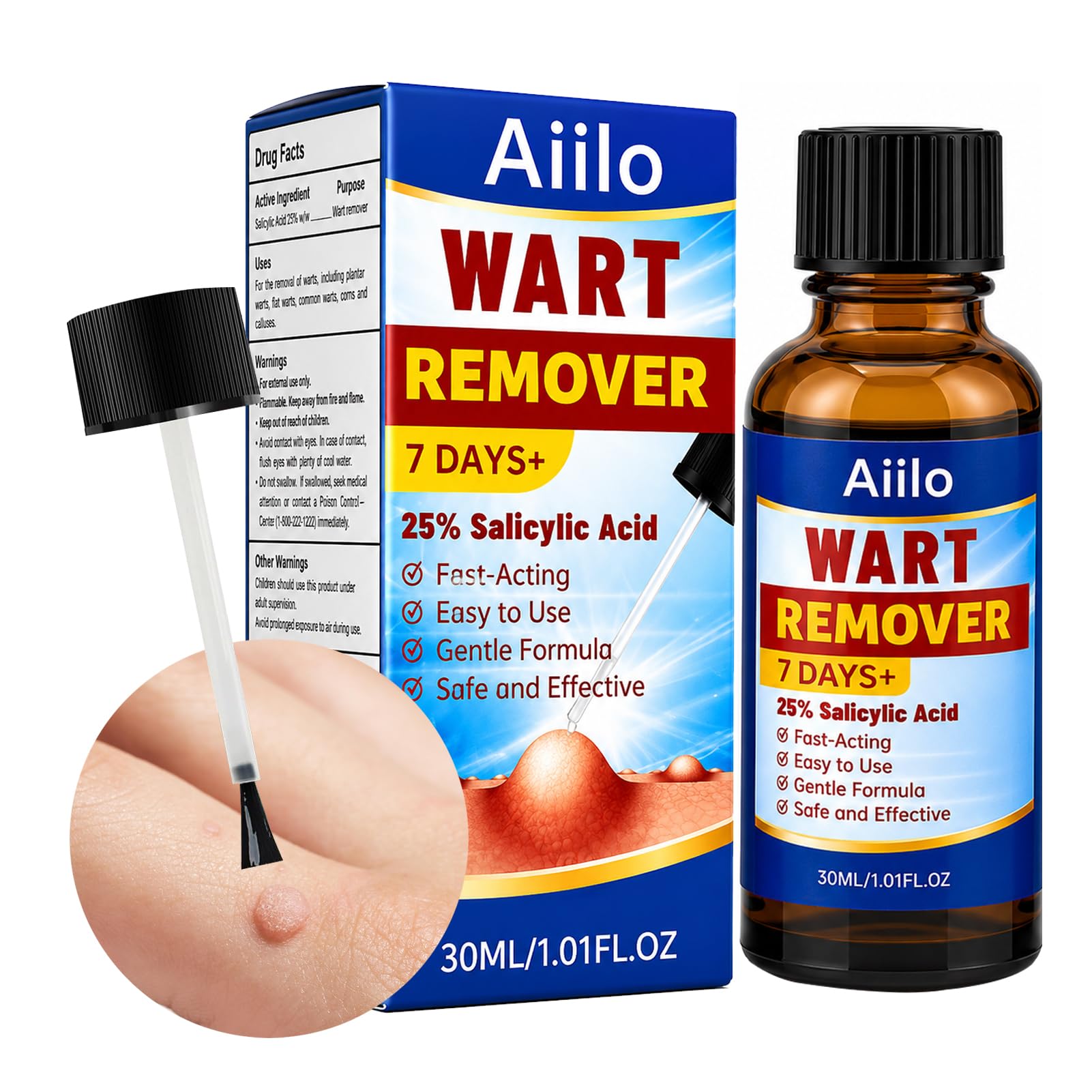 Aiilo frasco frontal mostrando etiqueta y volumen 30 ml, ayuda en tratamiento