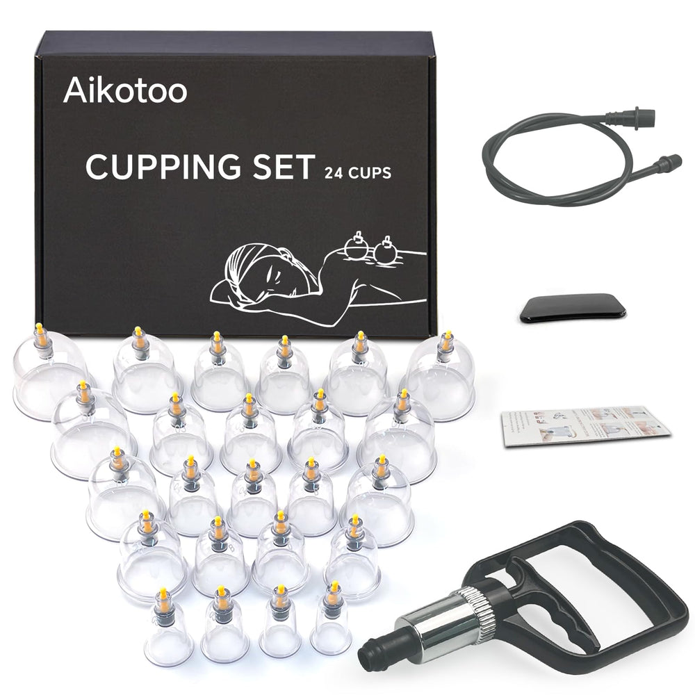 AIKOTOO frontal del kit mostrando 24 copas y accesorios para control y versatilidad