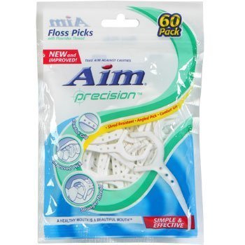 Aim empaque frontal mostrando palillos con hilo para limpieza interdental eficaz