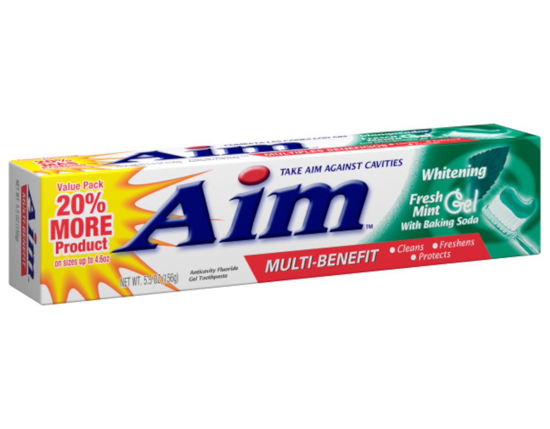 AIM persona cepillando dientes indicando aliento fresco