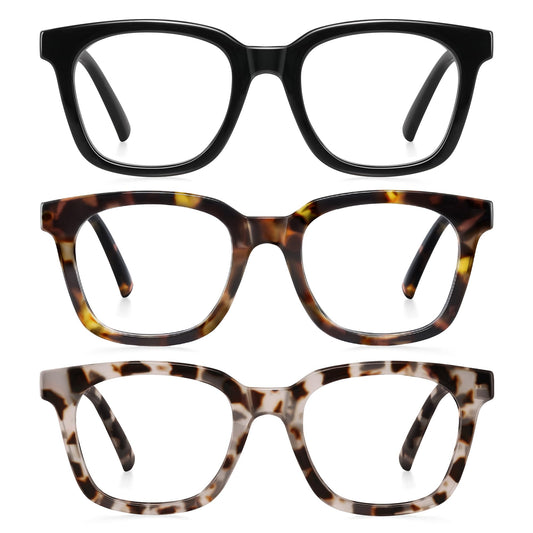 AIMISUV vista frontal del pack de 3 gafas mostrando monturas cuadradas y beneficios prácticos