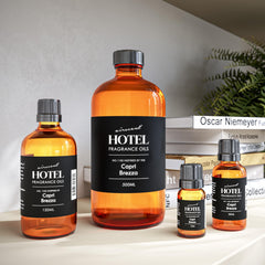 Close-up of Air-Scent Capri Brezza bottle label on premium glass packaging.