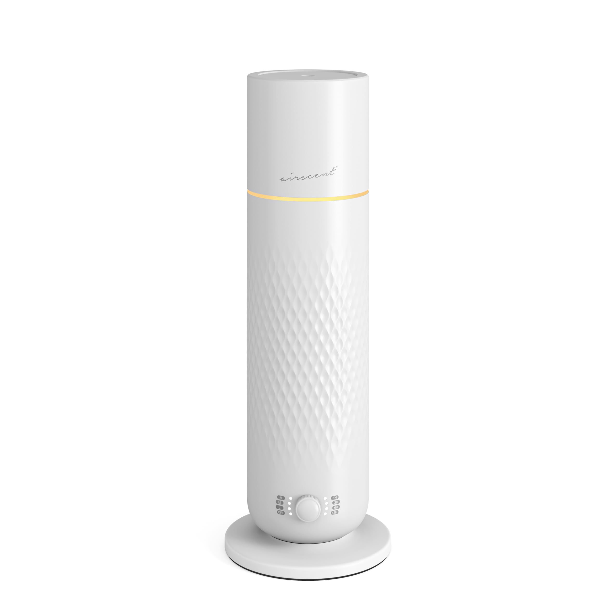 Air-Scent difusor frontal mostrando diseño compacto y elegante que ahorra espacio