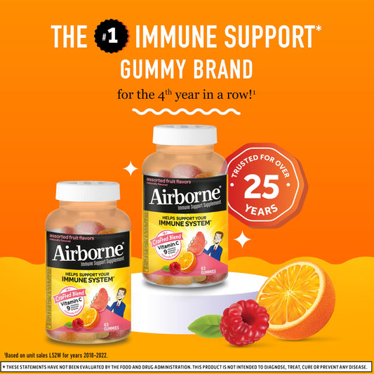 Airborne etiqueta de nutrientes destacando vitaminas y selenio