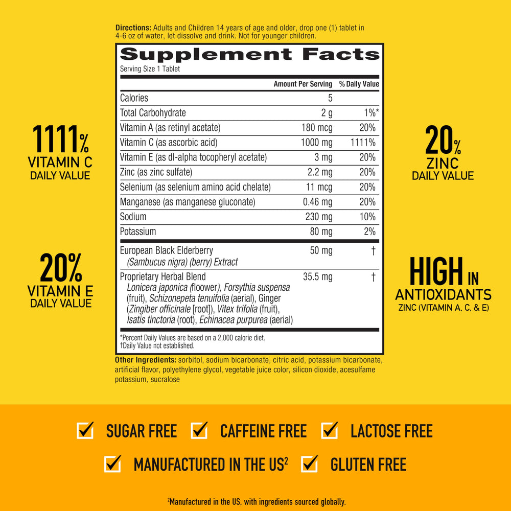 Airborne etiqueta nutricional en primer plano indicando ingredientes y dosificación