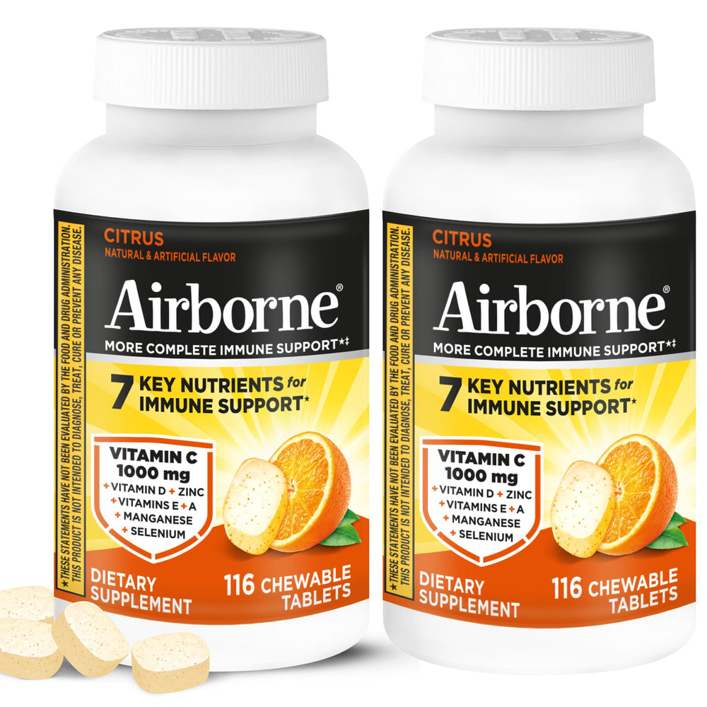 Airborne envase frontal mostrando marca y sabor cítrico como ayuda práctica