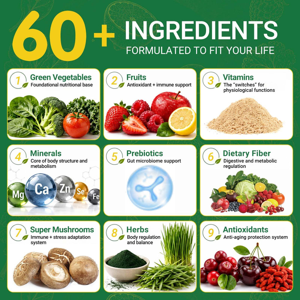 Airboy etiqueta con lista de ingredientes resaltando mezcla de supergreens