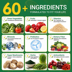 Airboy etiqueta con lista de ingredientes resaltando mezcla de supergreens