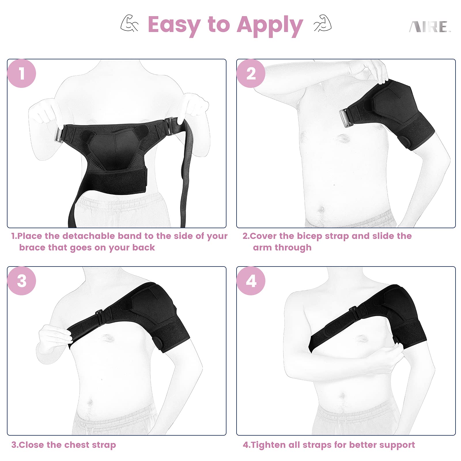 AIRE hombre realizando actividad ligera con soporte para protección del hombro