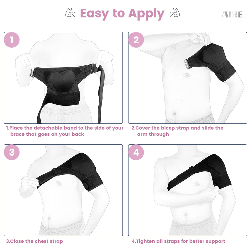 AIRE hombre realizando actividad ligera con soporte para protección del hombro