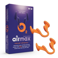 Air Max empaque frontal mostrando pack naranja y talla M, facilita elección rápida