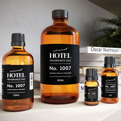 Air-Scent No.1007: botella-difusor-hotel-musgo-roble, aroma cálido para vestíbulos.