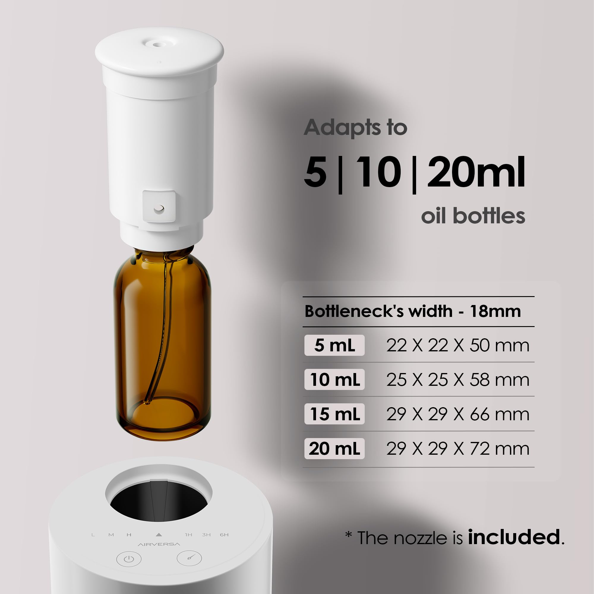 Airversa AN6 con botella de aceite acoplada demostrando compatibilidad