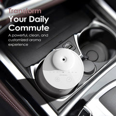 Airversa AN6 instalado en portavasos del coche para viajes aromáticos
