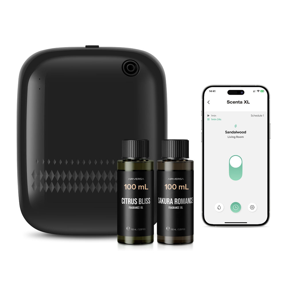 Airversa ANW vista frontal del difusor negro con diseño elegante y beneficio de estética profesional