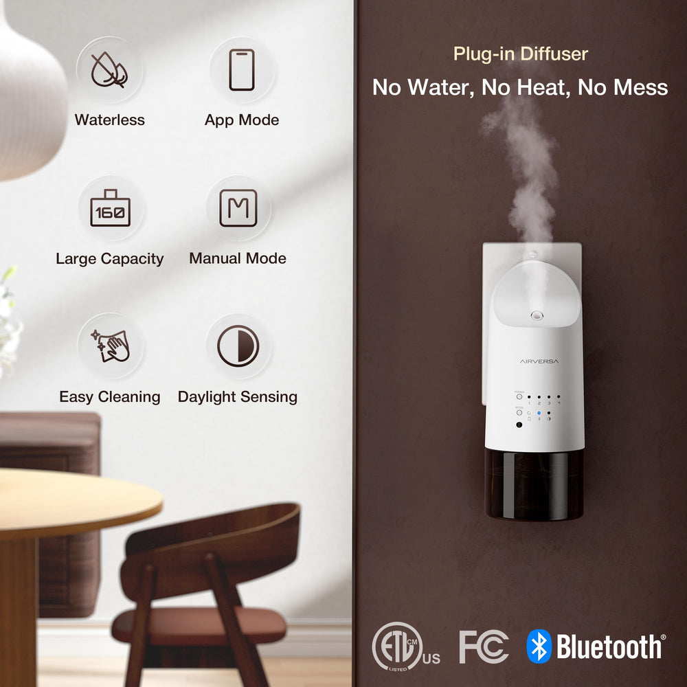 Airversa Scenta Plug frasco de 160 mL enfatizando mayor autonomía