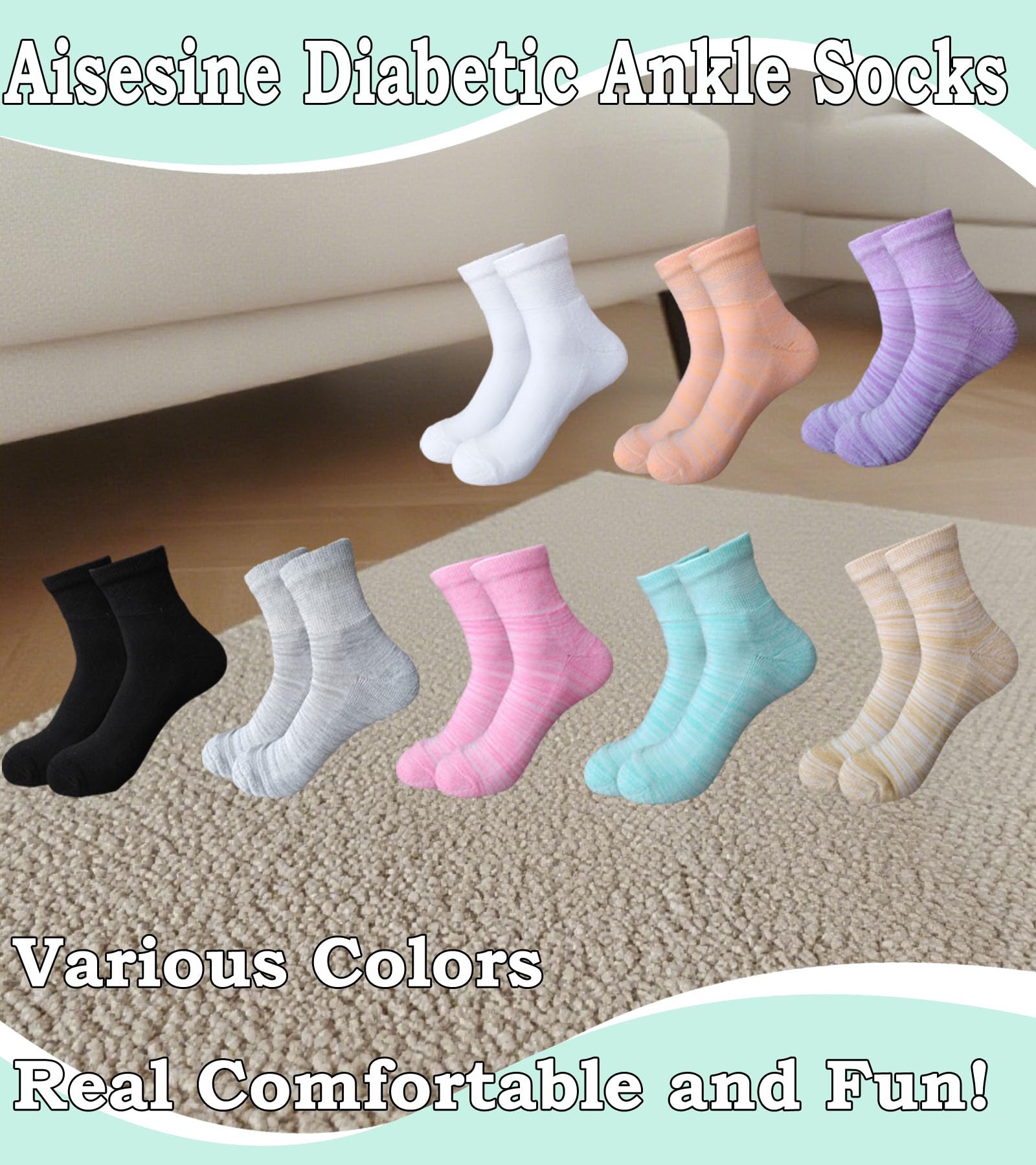 Aisesine calcetines en uso con calzado cómodo para pies sensibles