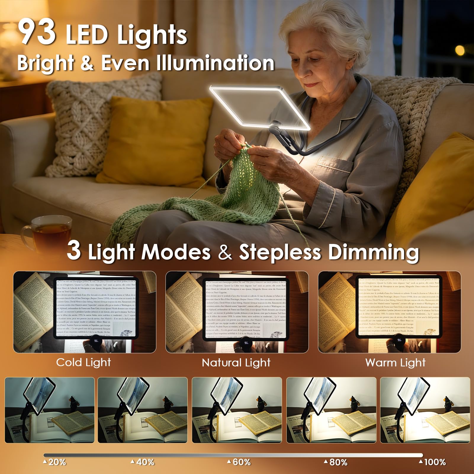 AIXPI panel de LEDs y botones indicando modos de luz y batería