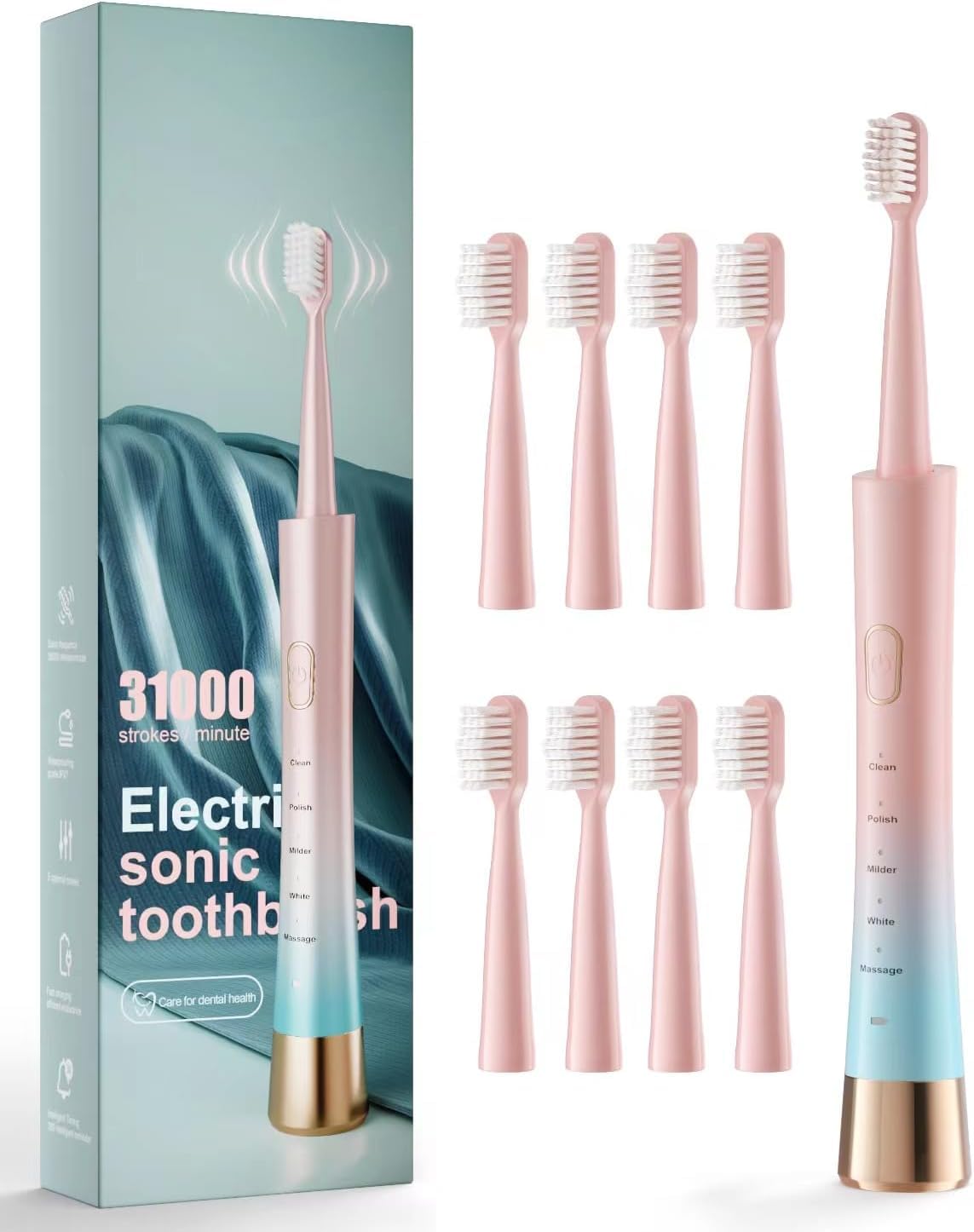 AJELU cepillo frontal en caja mostrando diseño rosa y azul atractivo