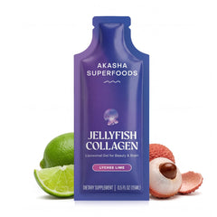 Akasha Superfoods frontal del paquete lychee-lime con información clara