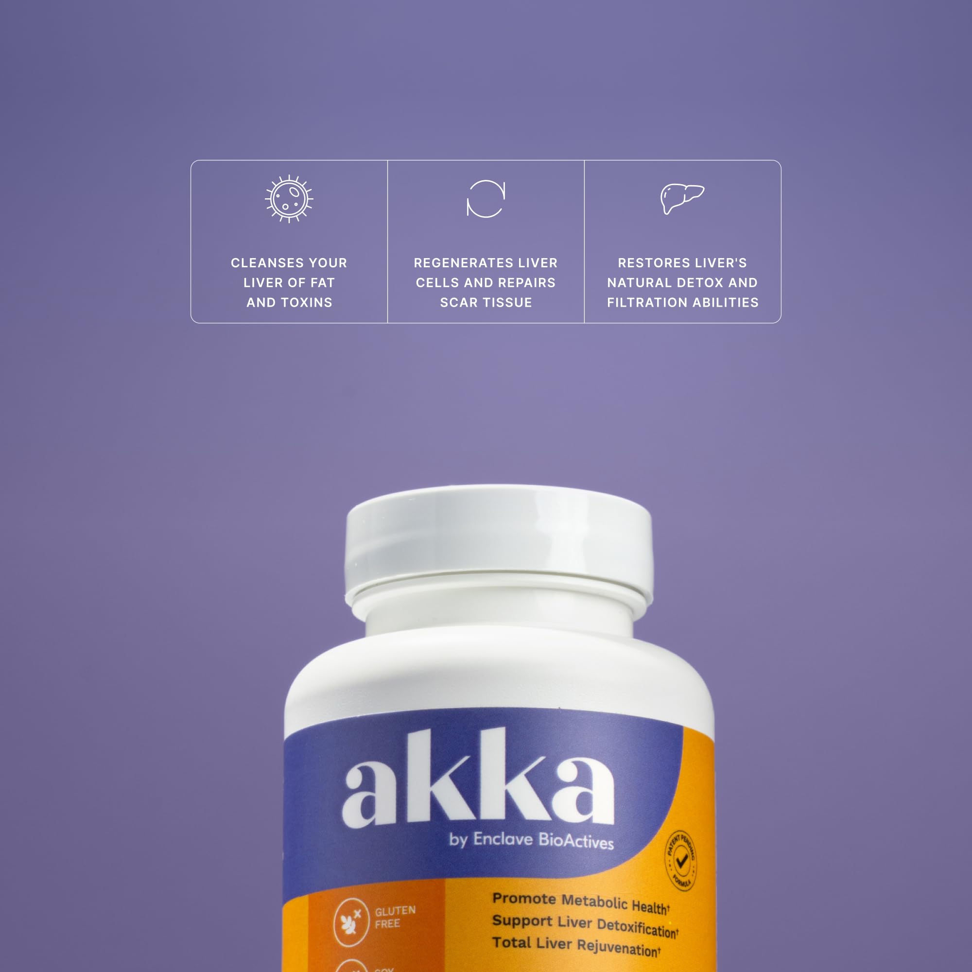 AKKA ingredientes clave (silymarina, resveratrol) resaltando apoyo antioxidante