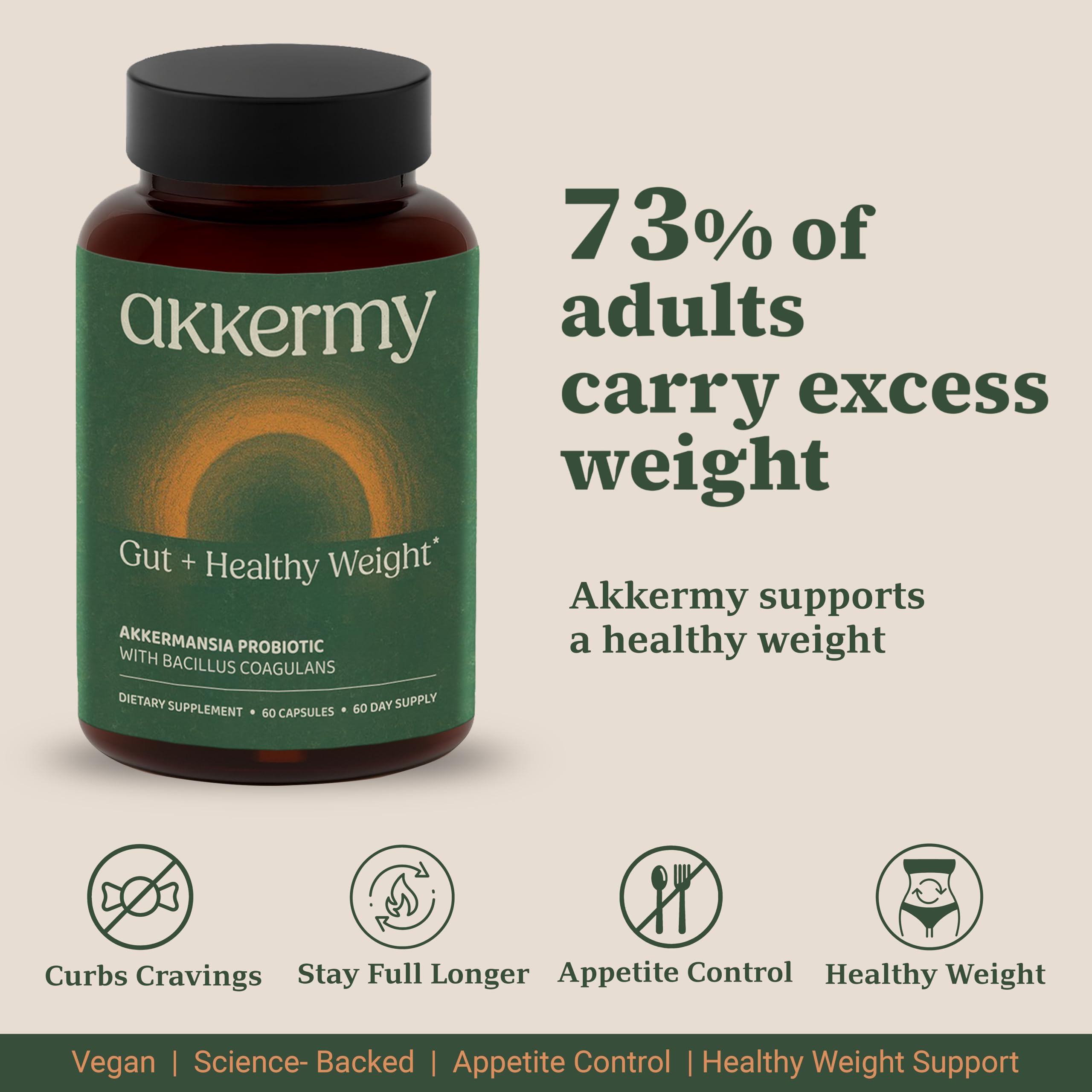 Akkermy etiqueta con lista de ingredientes y certificaciones visibles