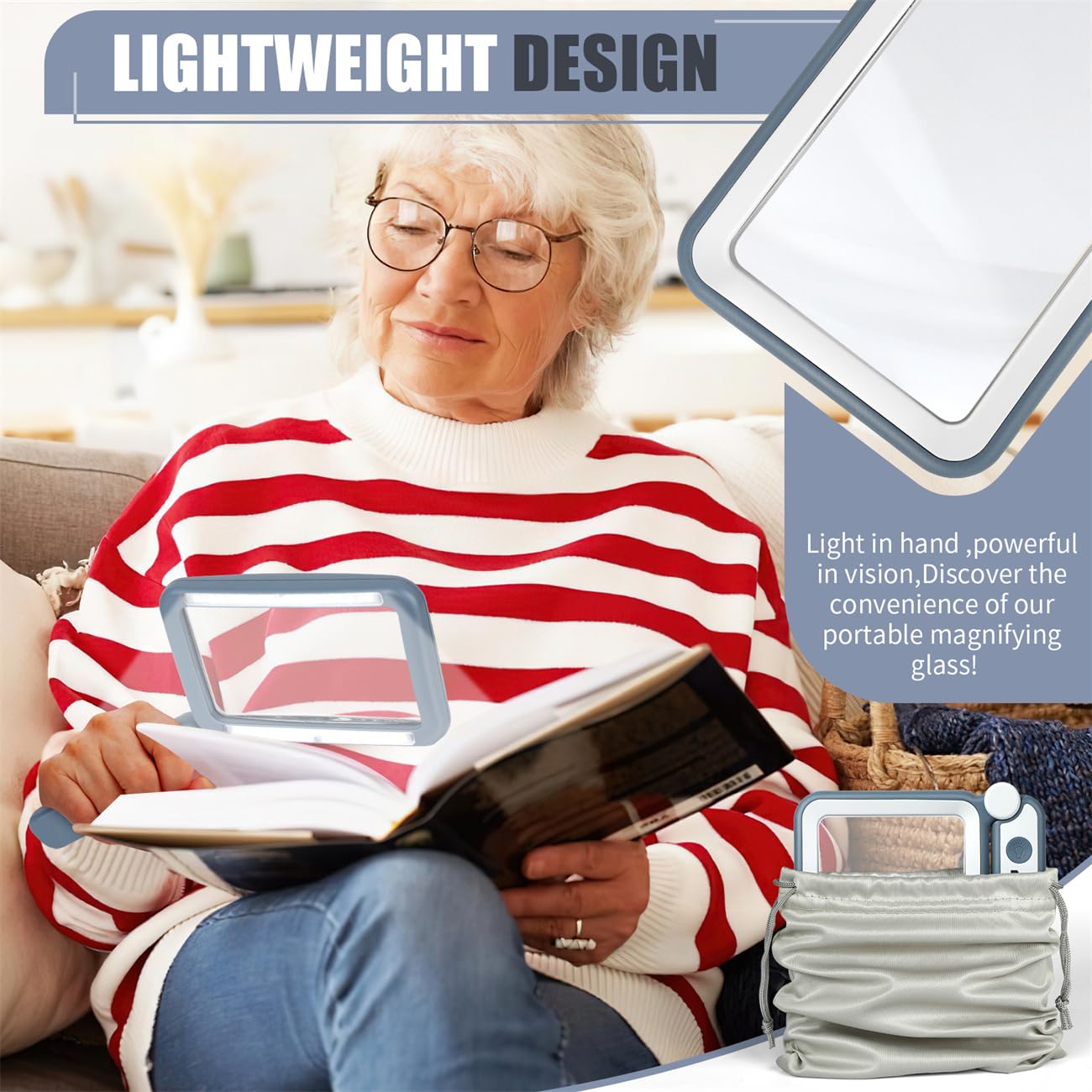 AKKYCVS lupa iluminada por 12 LEDs facilita lectura nocturna