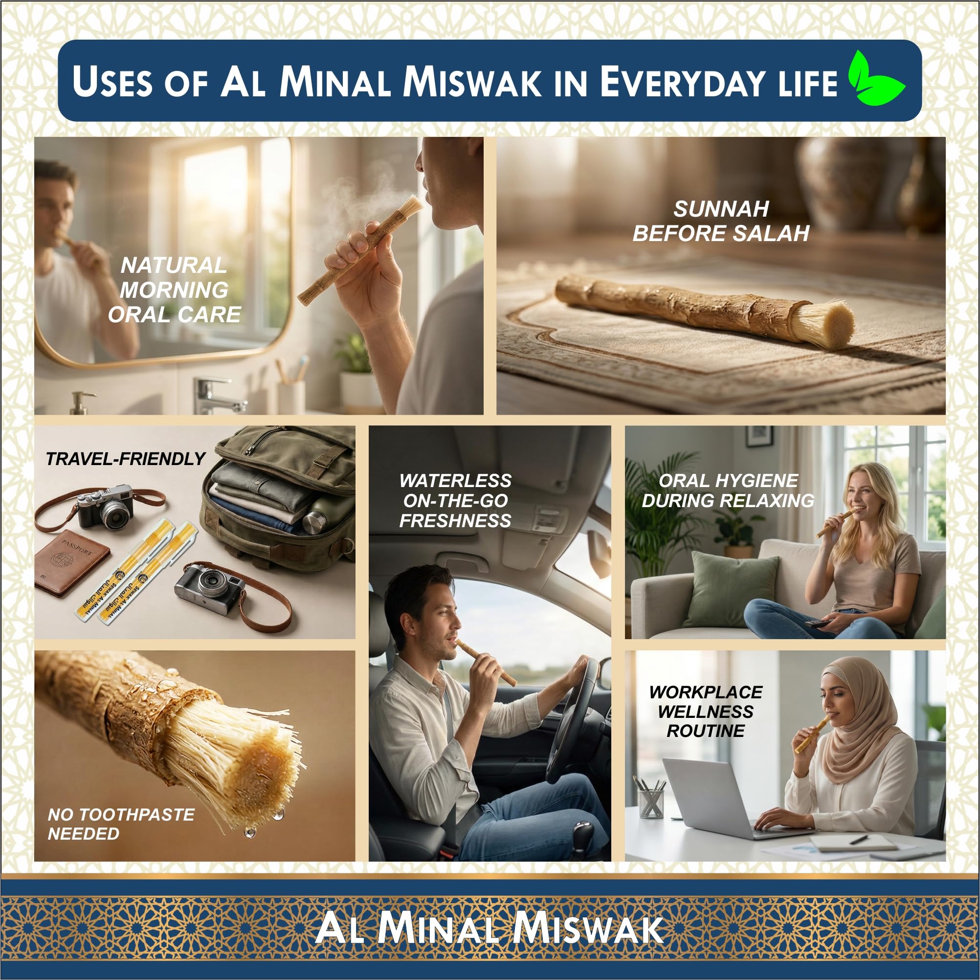 AL MINAL dos soportes reutilizables protegen el miswak para viajar