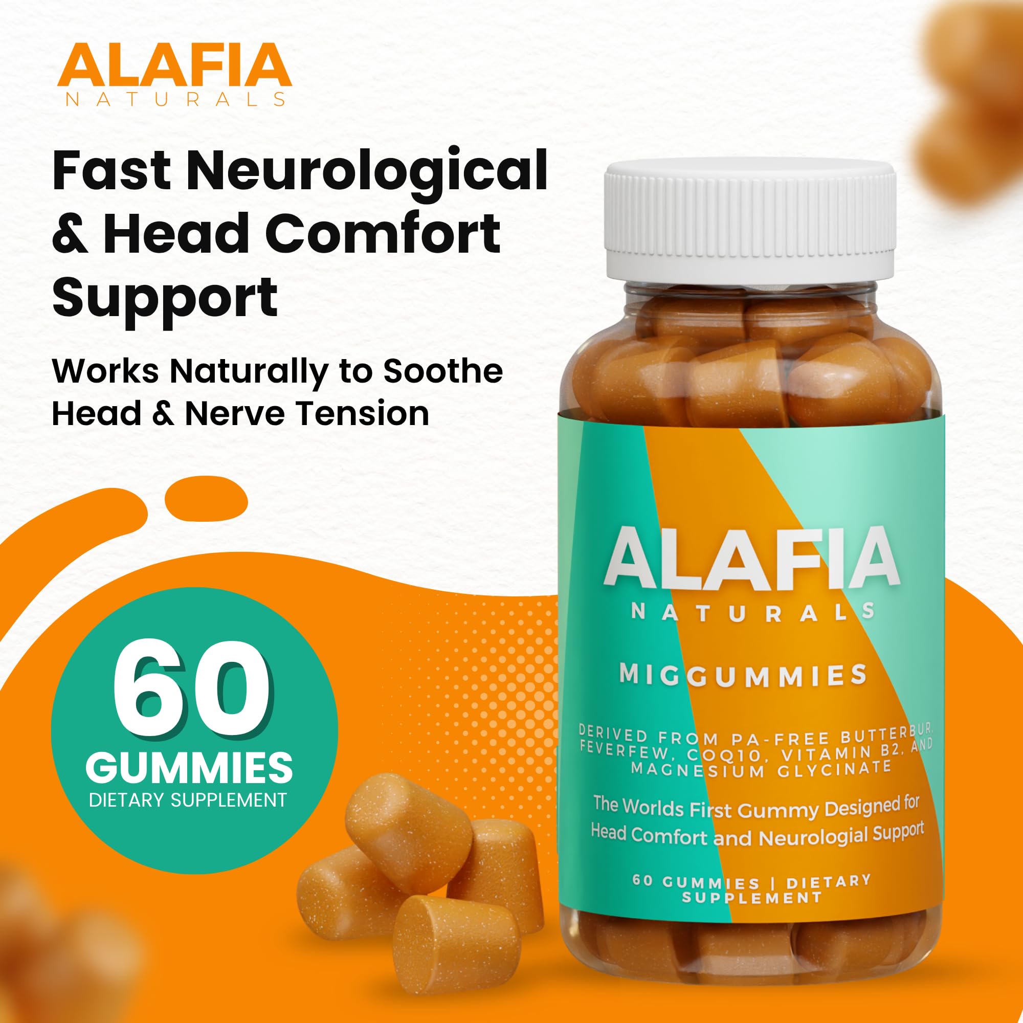 Alafia Naturals Miggummies una gominola en mano para tomar fácil