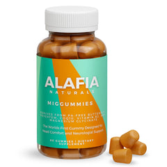 Alafia Naturals Miggummies comparación de tamaño con moneda para escala
