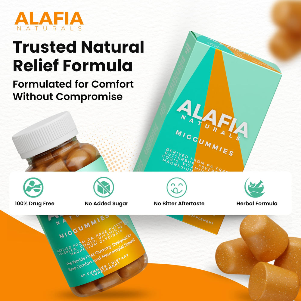 Alafia Naturals Miggummies primer plano de textura masticable y suave