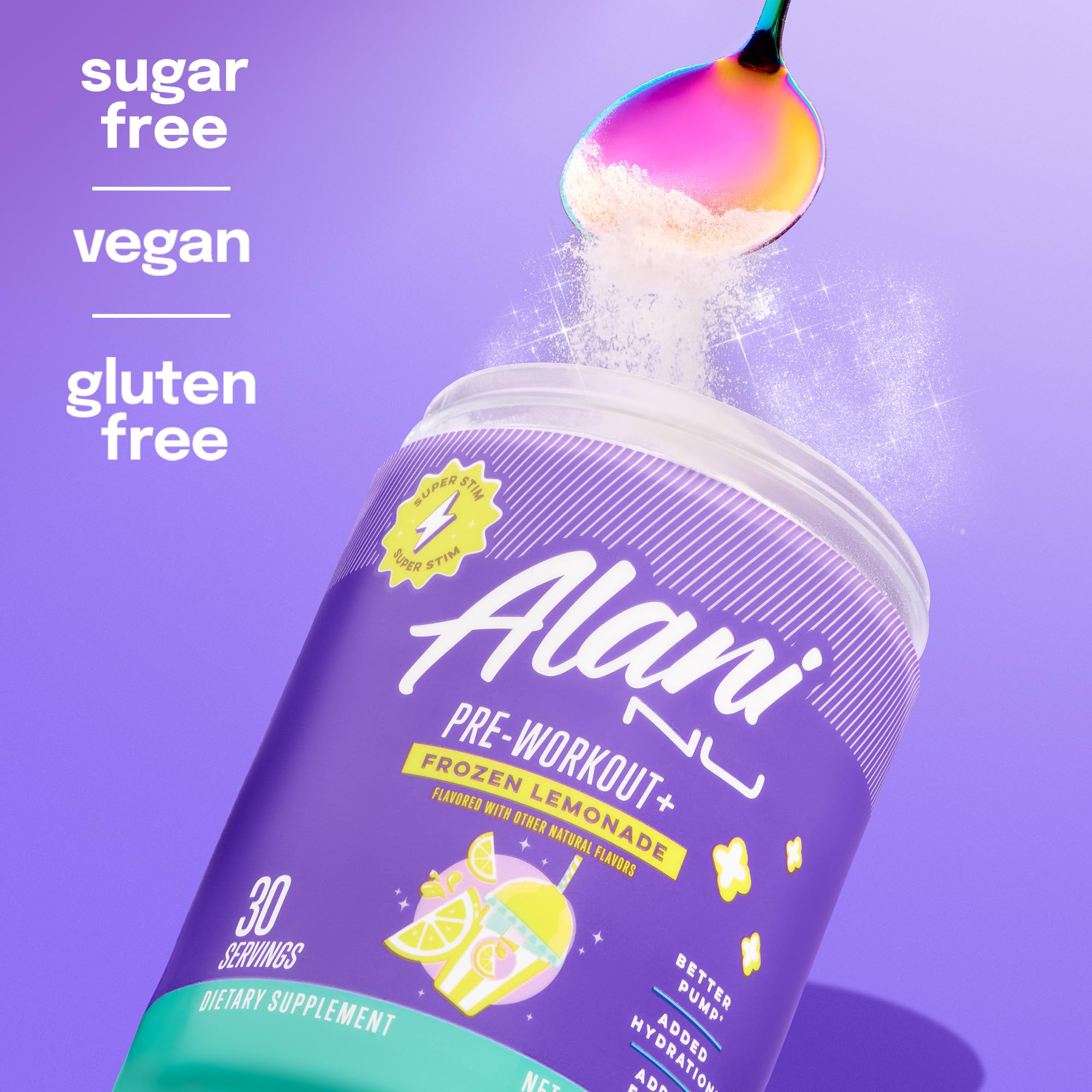 Escena lifestyle con Alani Nu Frozen Lemonade evocando sabor refrescante